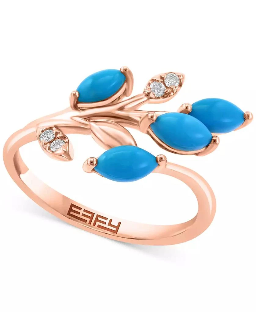 Effy EFFY® Turquoise 
Diamond (1/20 ct. t.w) Branch Statement Ring in 14k Rose Gold
