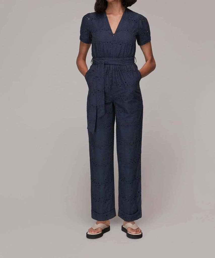 Whistles Whistles - Zoe Broderie Tied Waist Eyelet Cotton Jumpsuit 1