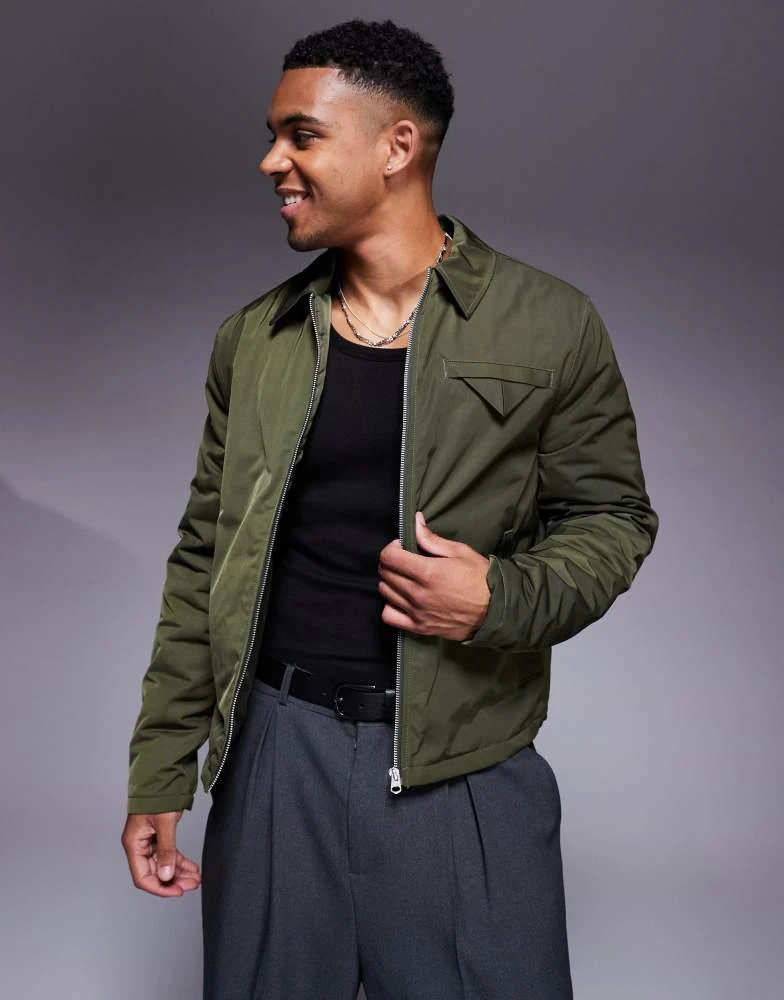 ASOS DESIGN smart harrington jacket in khaki – On Sale Now with Up