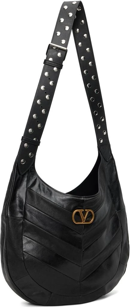 Valentino Black Boho Nappa Leather Chevron Pattern Bag 2