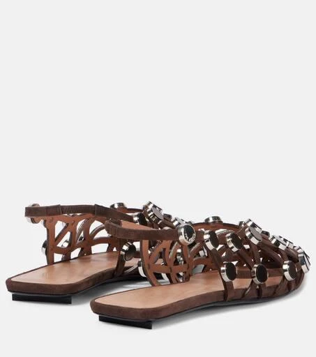 The Attico Grid embellished suede slingback flats 2