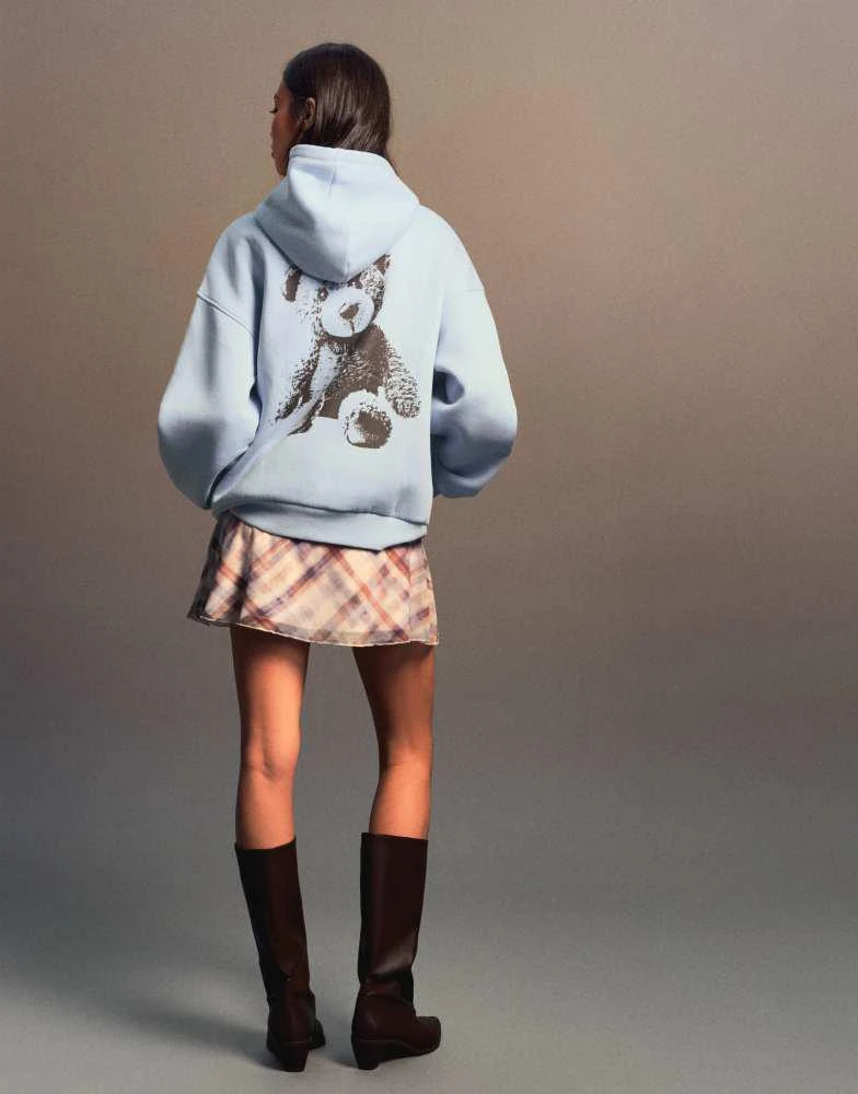 Bershka Bershka Printed hoodie in light yellow 3