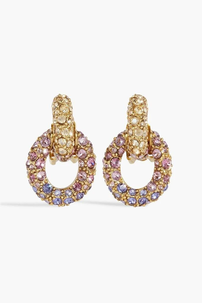 Oscar de la Renta Gold-tone crystal clip earrings 1