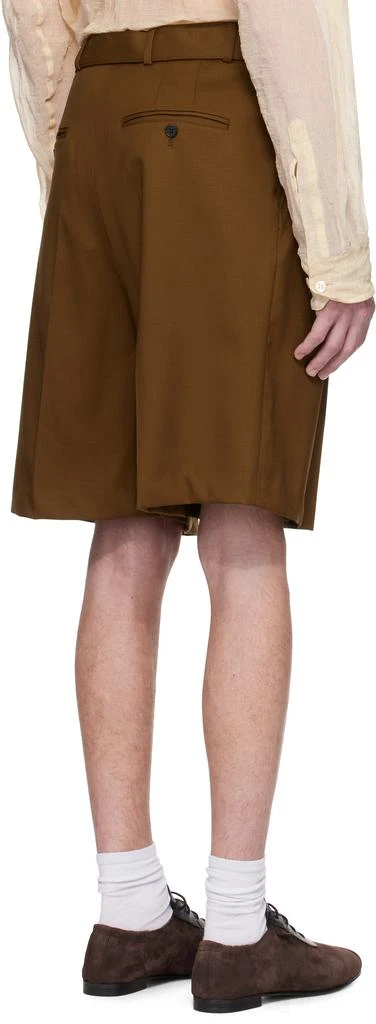 CMMN SWDN SSENSE Exclusive Brown Marshall Pleated Shorts 3