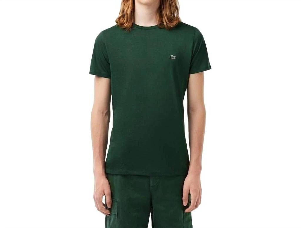 Lacoste Short Sleeve Crew Neck Pima Cotton Jersey T-Shirt In Green