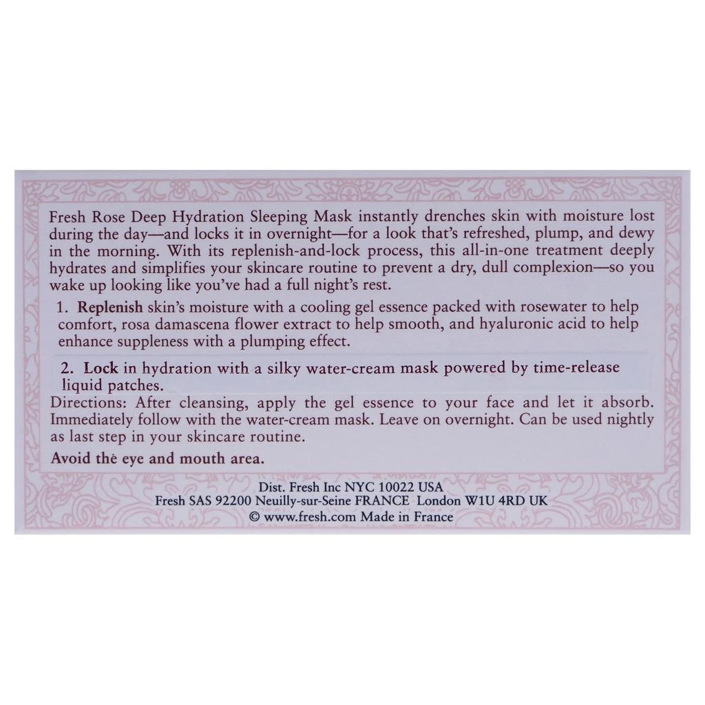 Fresh Rose Deep Hydration Sleeping Mask by  for Women - 2.36 oz Mask 6