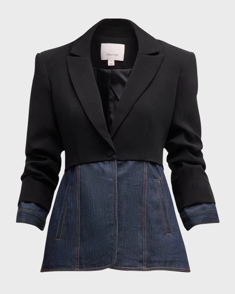 Cinq a Sept Dionne Mixed Media 3/4-Sleeve Blazer 2