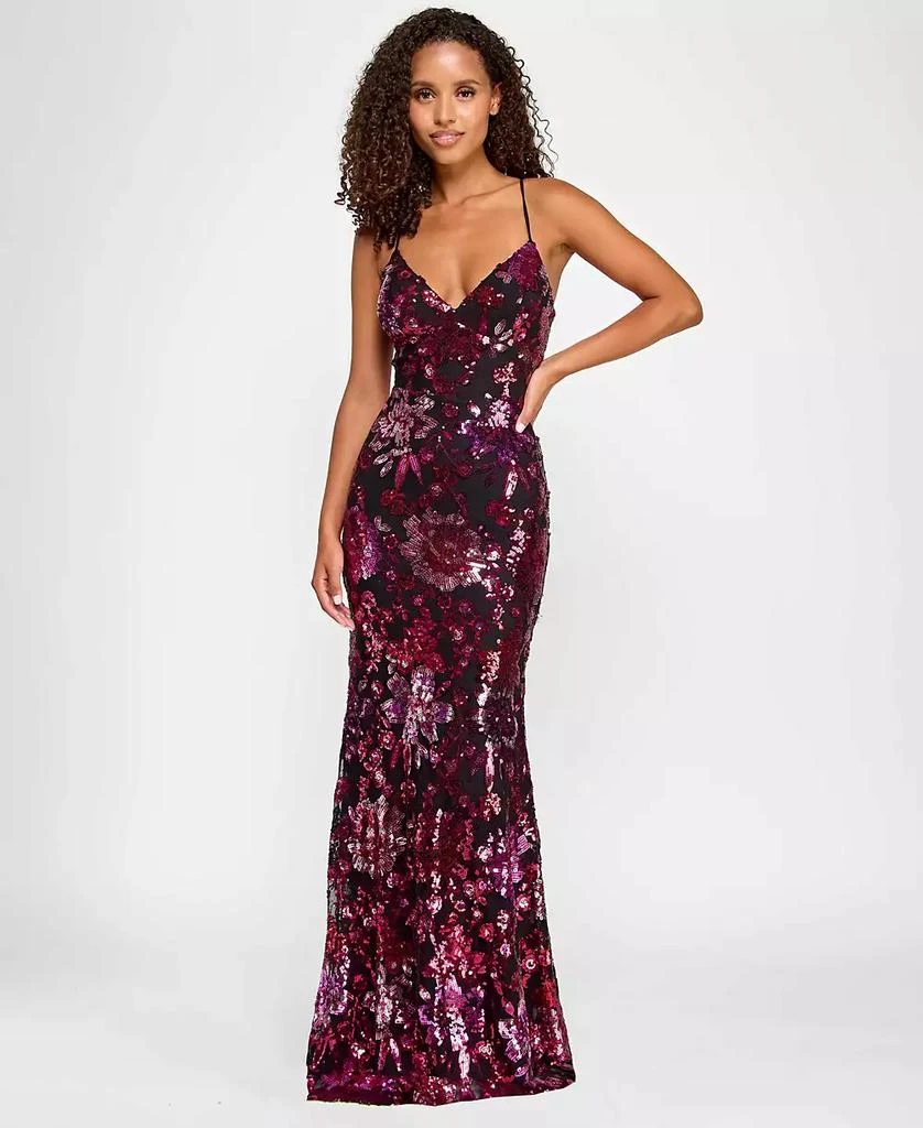 City Studios Juniors' Sequin Embellished V-Neck Sleeveless Gown, Created for Macy's 3