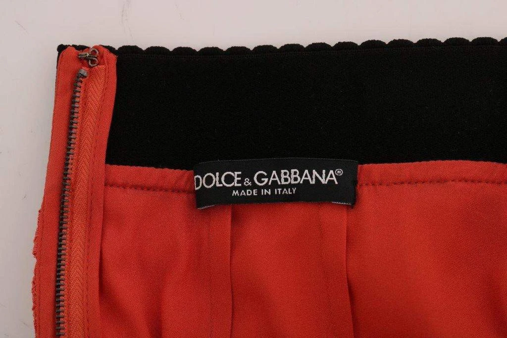 Dolce & Gabbana Dolce & Gabbana  Orange Macramé Lace Pencil Skirt 7