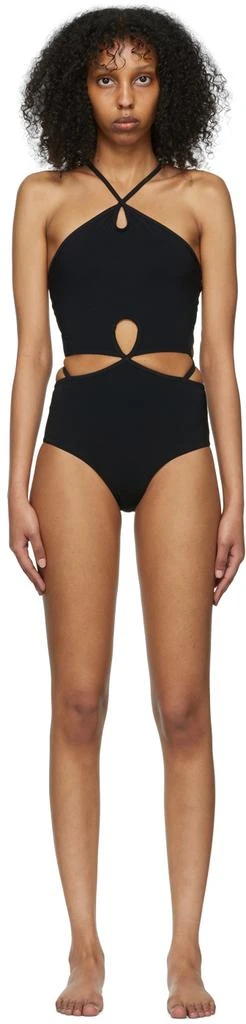 Christopher Esber Black Looped Halter One-Piece Swimsuit 1