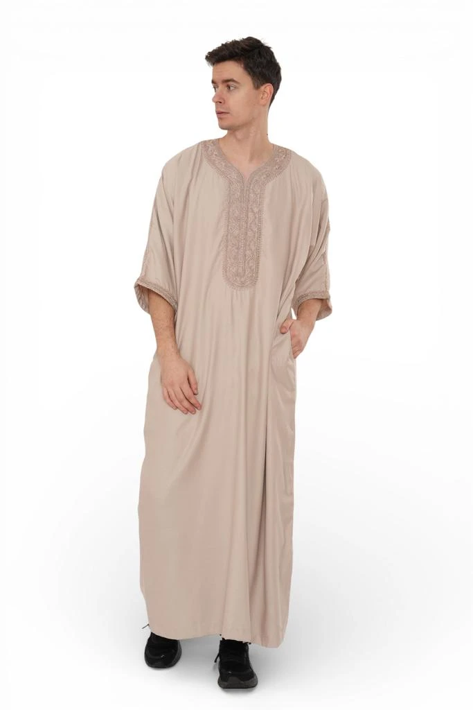 Arabic Thobes Men
s Salmon Moroccan Thobe Robe Djellaba Gandoura Eid Jubba- HM66 2