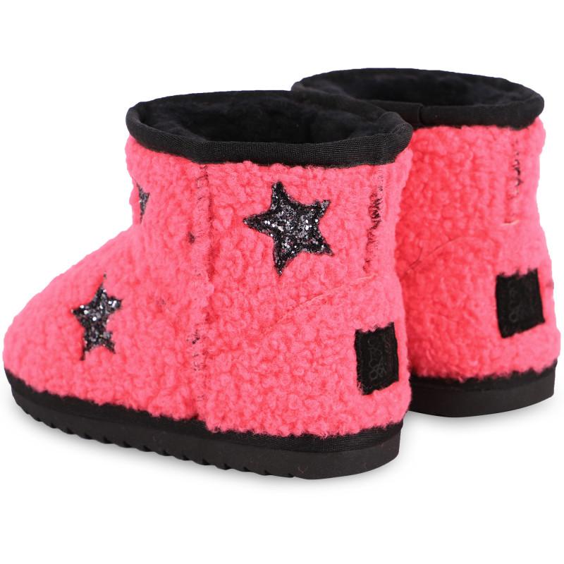 COLORS OF CALIFORNIA Glittery stars teddy faux fur boots in pink