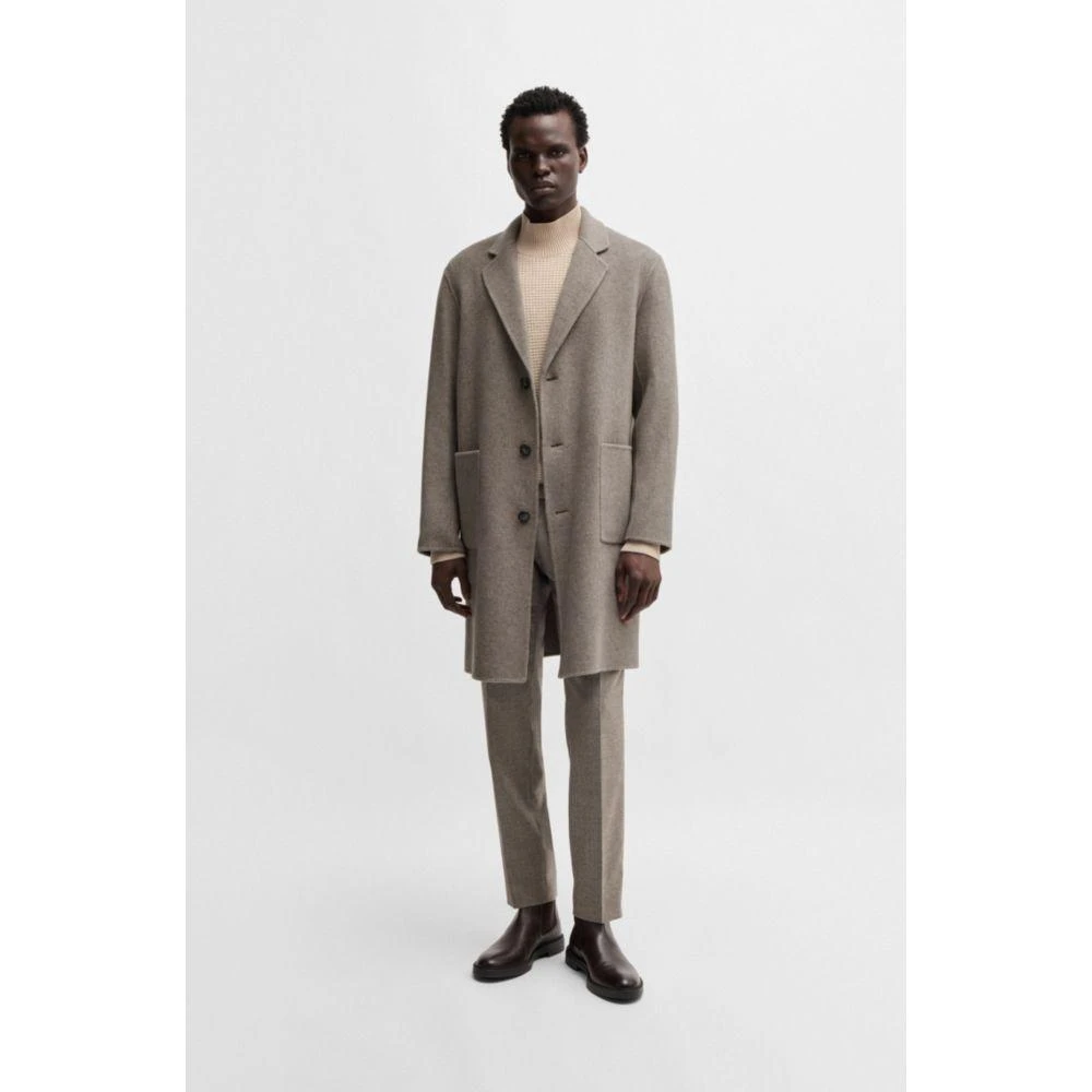 Hugo Boss Relaxed-fit coat in a micro-patterned wool blend 3