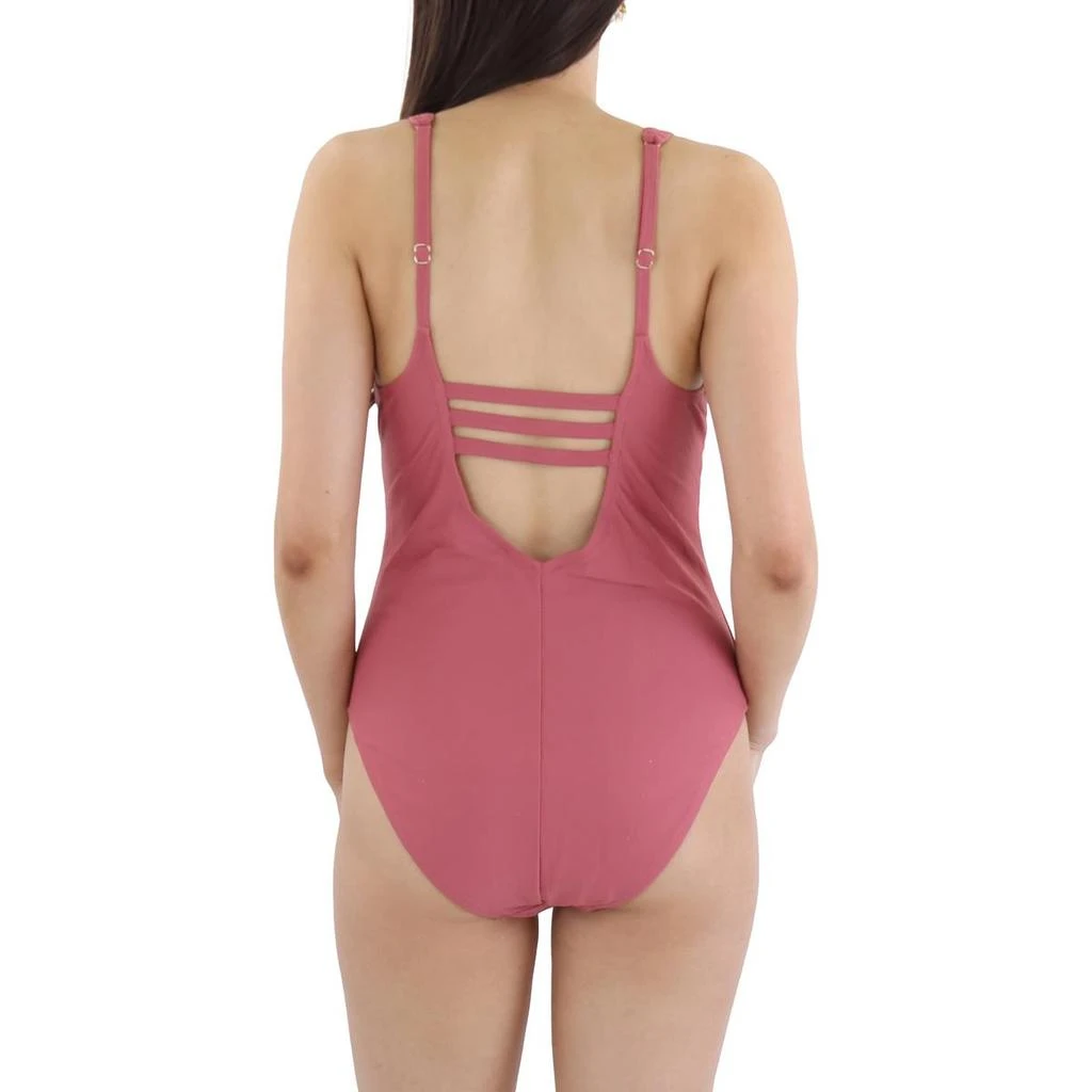 BCBG Womens Lace-Up Nylon One-Piece Swimsuit 2