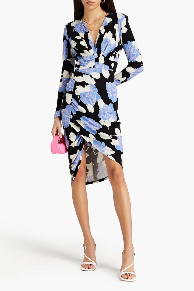 Diane von Furstenberg Magena ruched floral-print Lyocell and wool-blend jersey dress