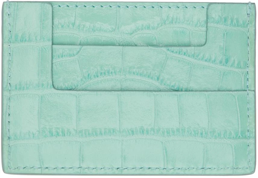 Tom Ford Blue Shiny Stamped Croc TF Card Holder 2