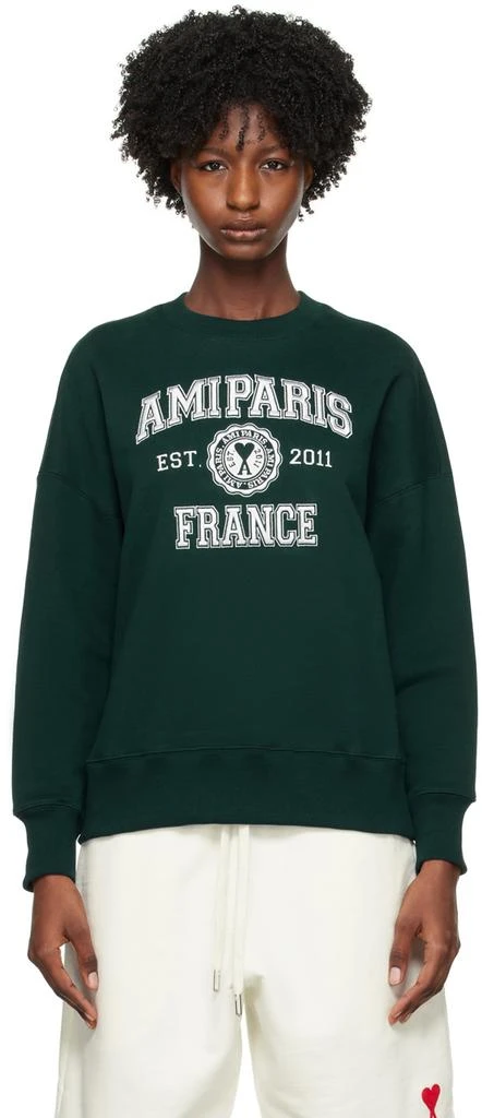 AMI SSENSE Exclusive Green 'Ami Paris' Sweatshirt 1