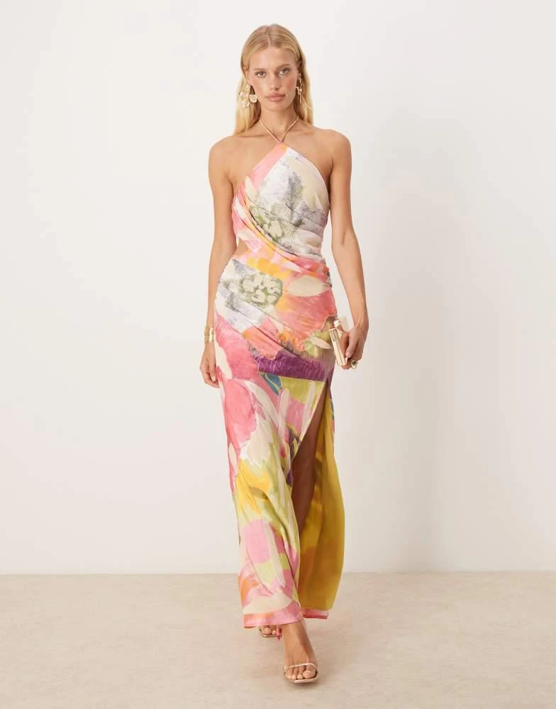 ASOS ASOS DESIGN one shoulder burnout embellished maxi dress in floral print 2
