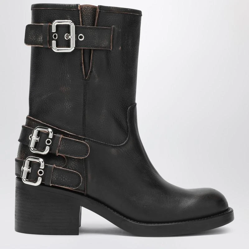 Chloé Black Dakota biker-style boot with vintage effect 1