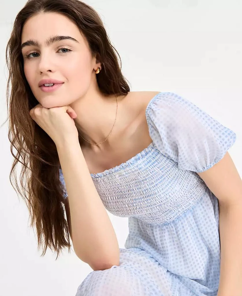 Celebrity Pink Juniors' Smocked Puff-Sleeve Midi Dress 4