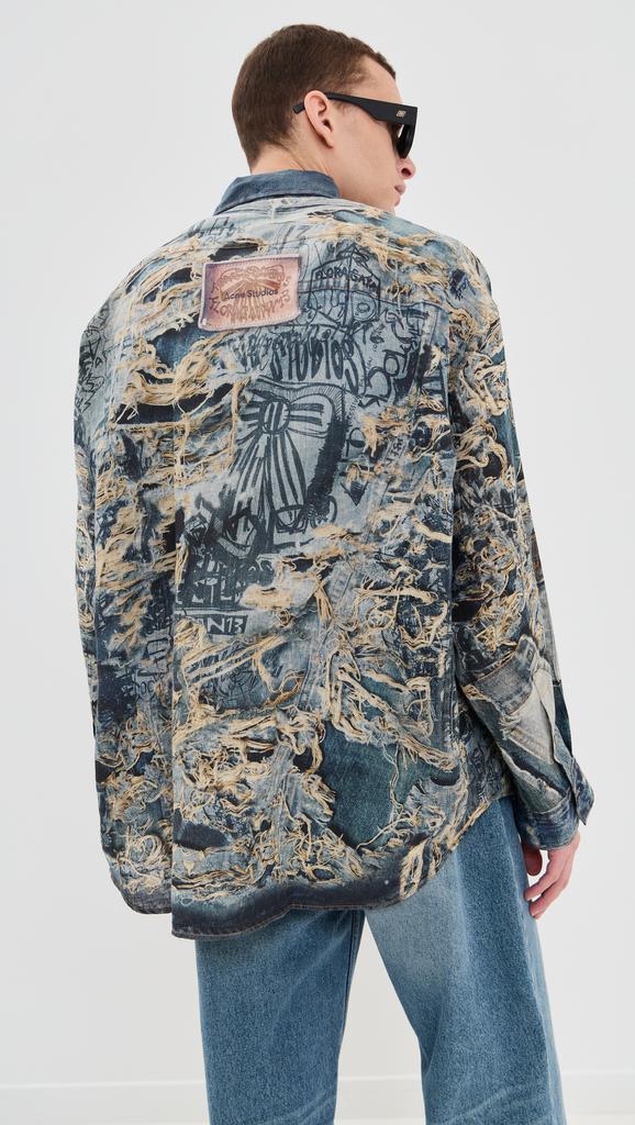 Acne Studios Setar Torn Scribble Printed Linen Shirt