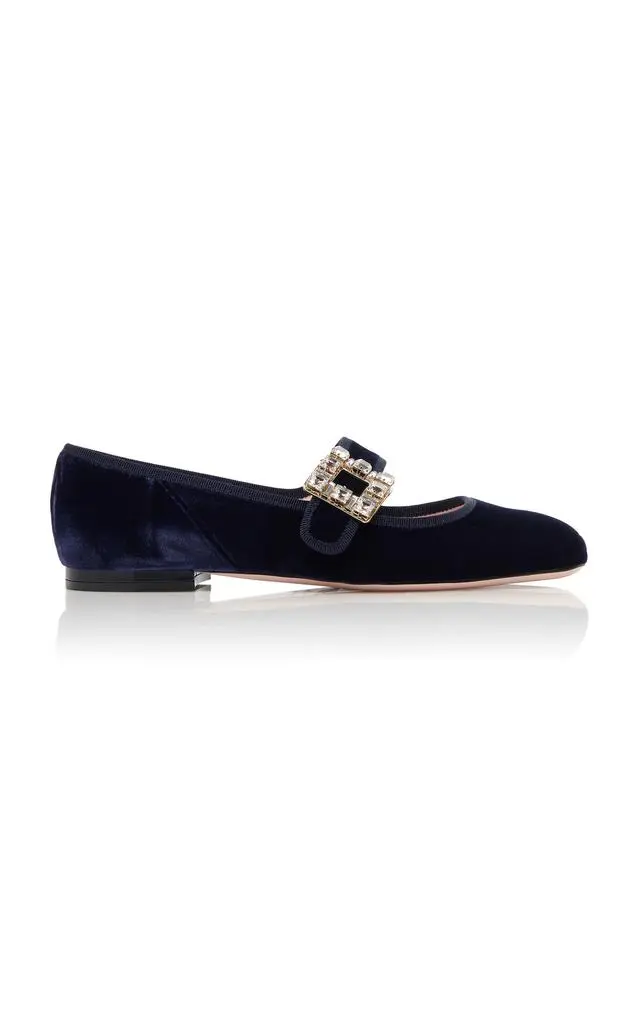 Roger Vivier Roger Vivier Tres Vivier Velvet Flats - Moda Operandi 1