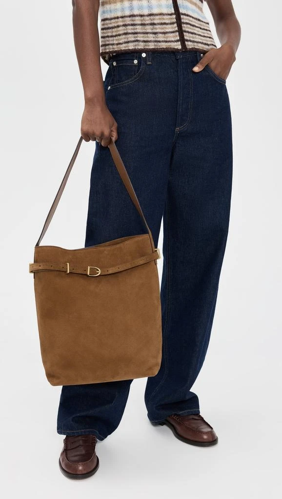 Madewell The Essential Belted Bucket Tote In Suede 2