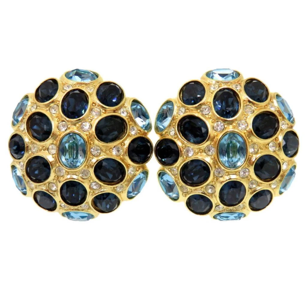 Dior gold blue Metal Clip Earrings (Pre-Owned)