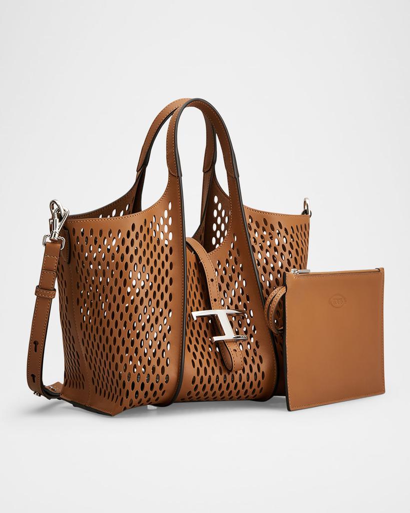 Tod's Mini Laser-Cut Leather Shopping Tote Bag - Tote Bags