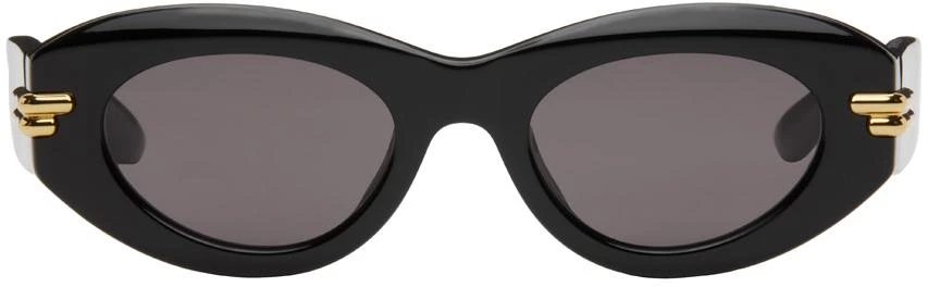 Bottega Veneta Black Mitre Oval Sunglasses 1