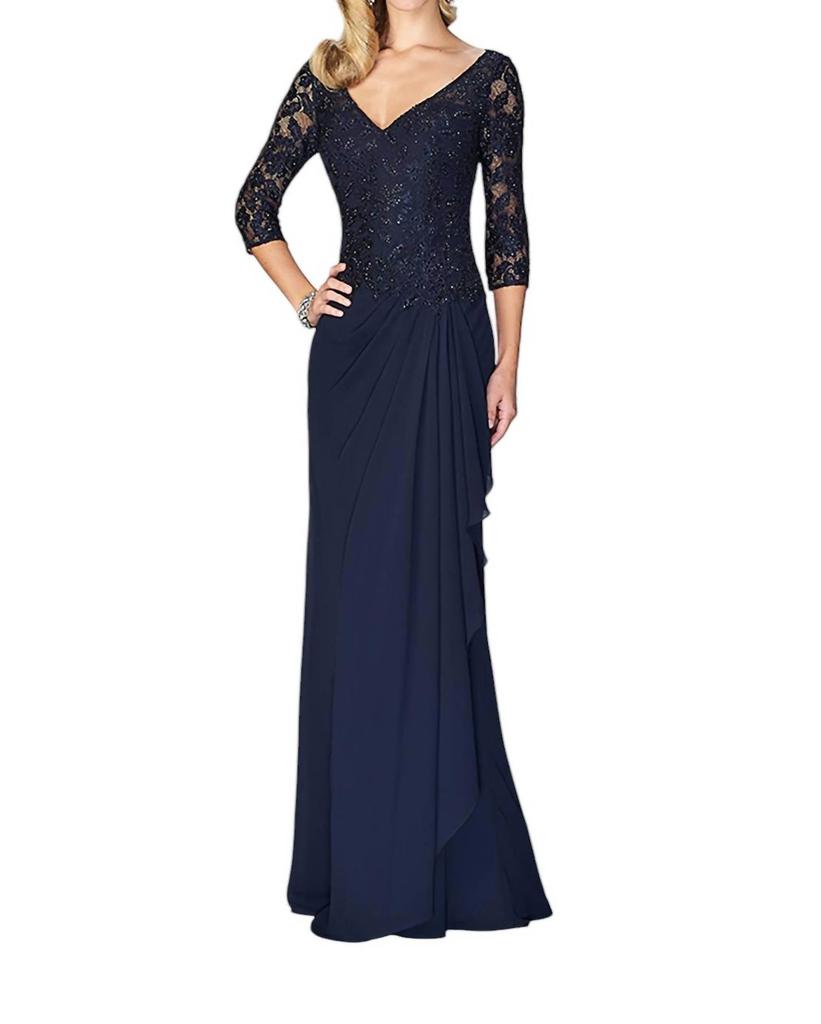 La Femme La Femme - Laced V-Neck Column Dress