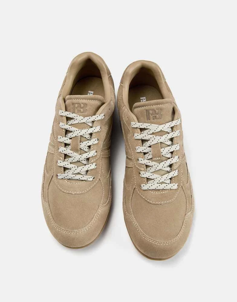 Pull&Bear Pull&Bear Split leather sneakers in brown 2
