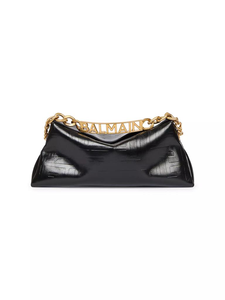 【Balmain】1945 SOFT POUCH-PB EMB CRINKLED LTH◆EN1LQ955LETF NOIR Balmain 1945 SOFT POUCH-PB EMB CRINKLED LTH