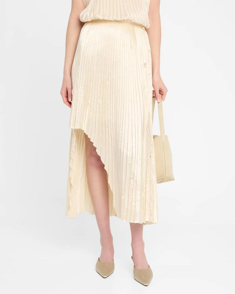 Jason Wu Pleated Crinkle Satin High-Low Skirt 4