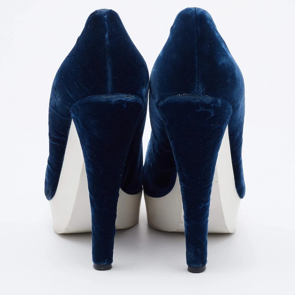 Stella McCartney Stella McCartney Navy Blue Velvet Pointed Toe Platform Pumps Size 37.5 5