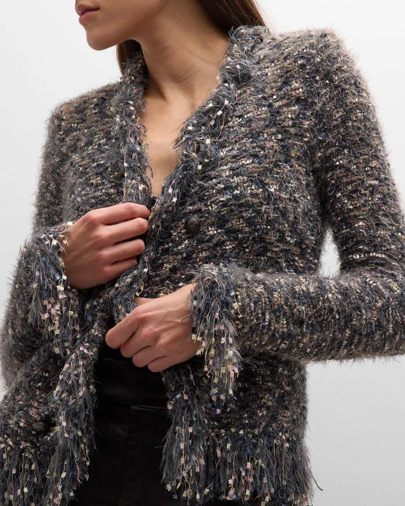 L'Agence Azure Fuzzy Cardigan Blazer 8