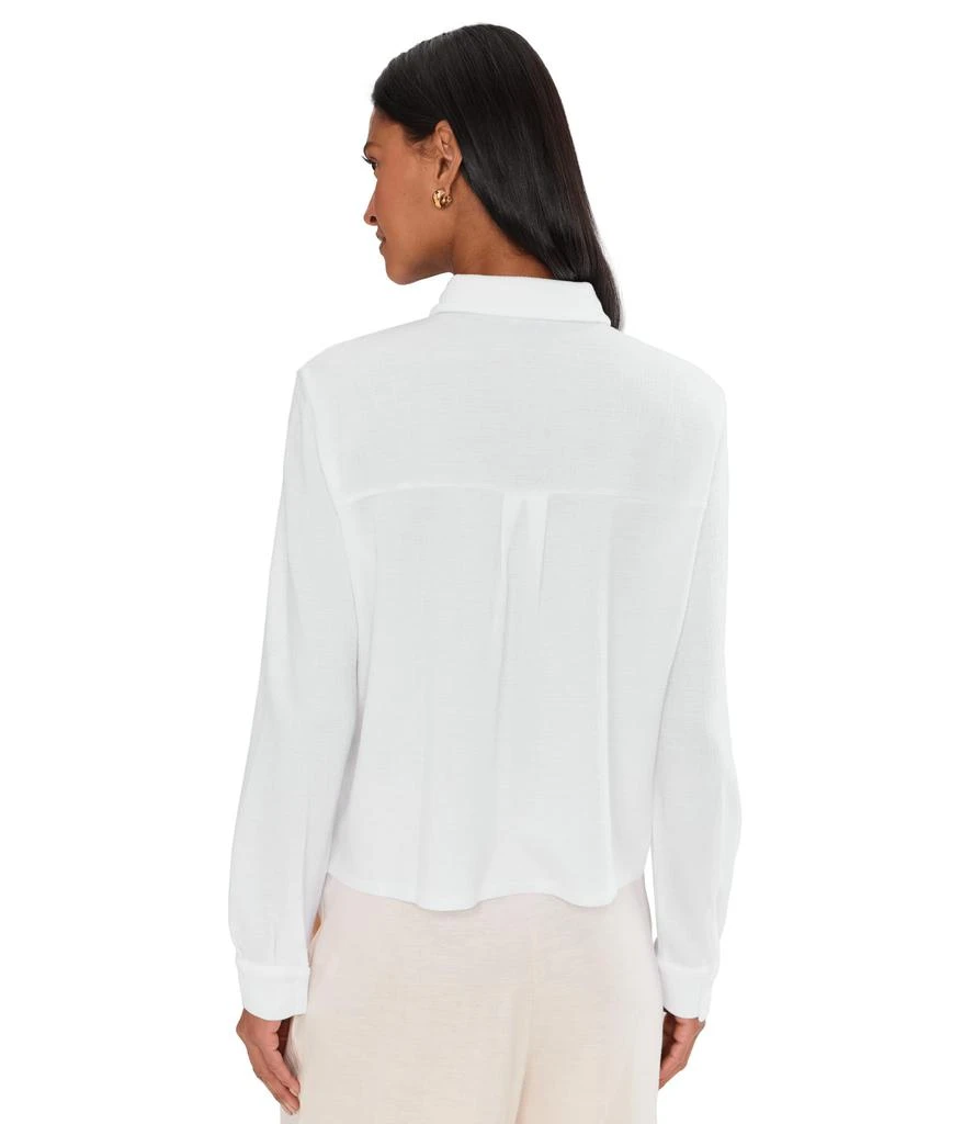 Eileen Fisher Cross Hatch Stretch Jersey Classic Collar Shirt 4
