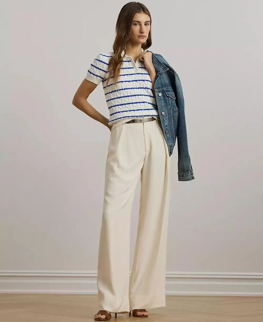 Ralph Lauren Women's Striped Cable-Knit Cotton Polo Sweater 4