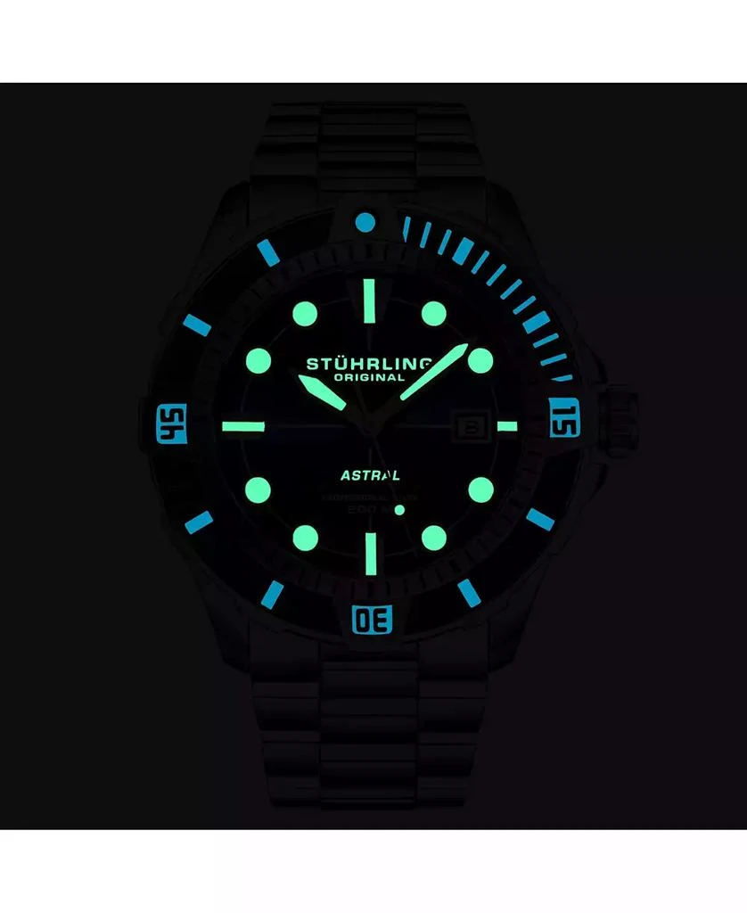Stuhrling Men s Astral Diver 44mm Swiss Automatic Watch, Blue Dial, Stainless Steel Bracelet, Rotating Bezel, 200M Water Resistant 3