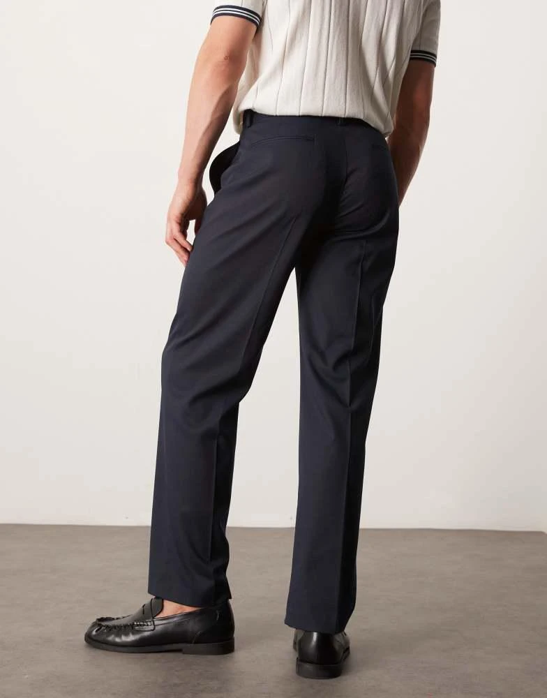 ASOS ASOS DESIGN smart straight leg micro texture trousers in dark navy 2