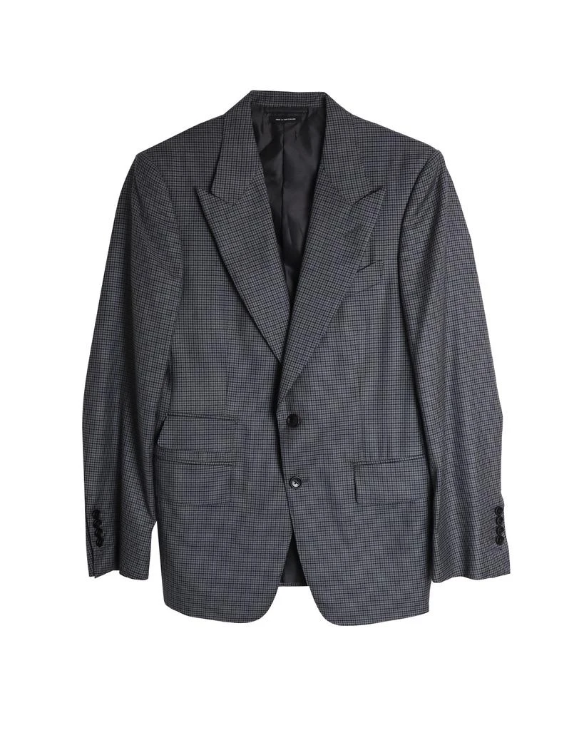 Tom Ford Shelton Micro-Houndstooth Dinner Jacket in Grey Wool 1