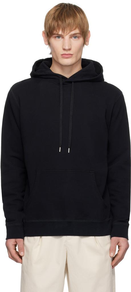 Sunspel Black Loopback Hoodie