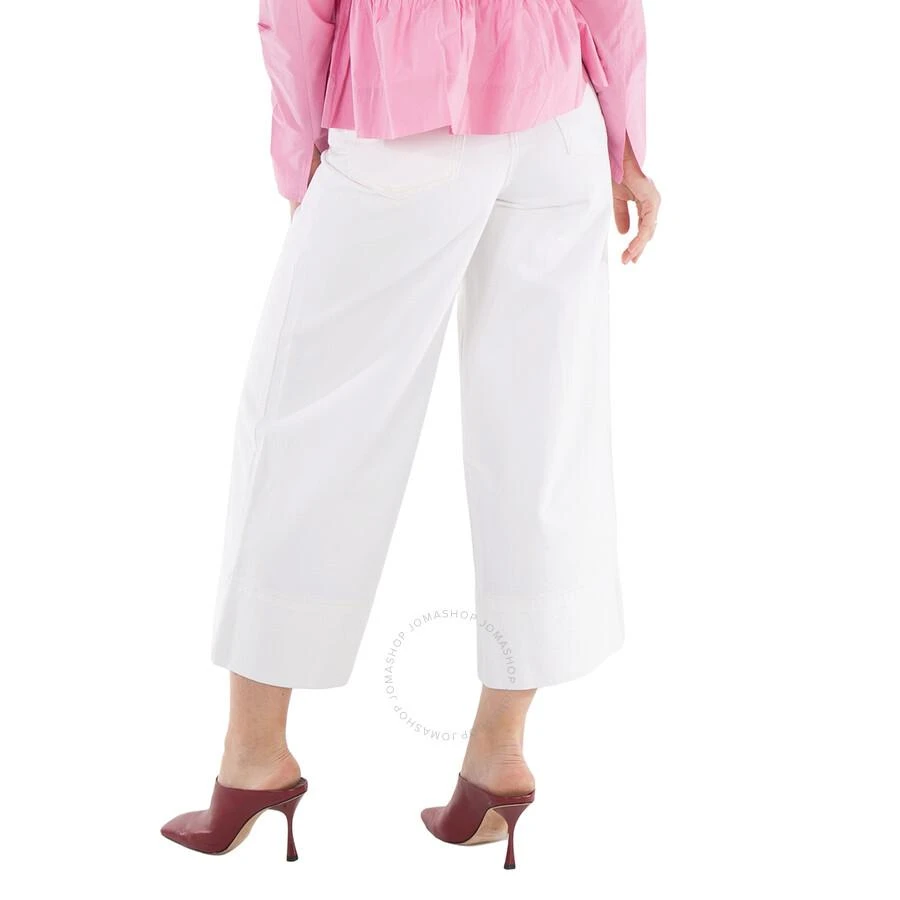 Ganni Bright White Denim Cropped High-Rise Jeans 3