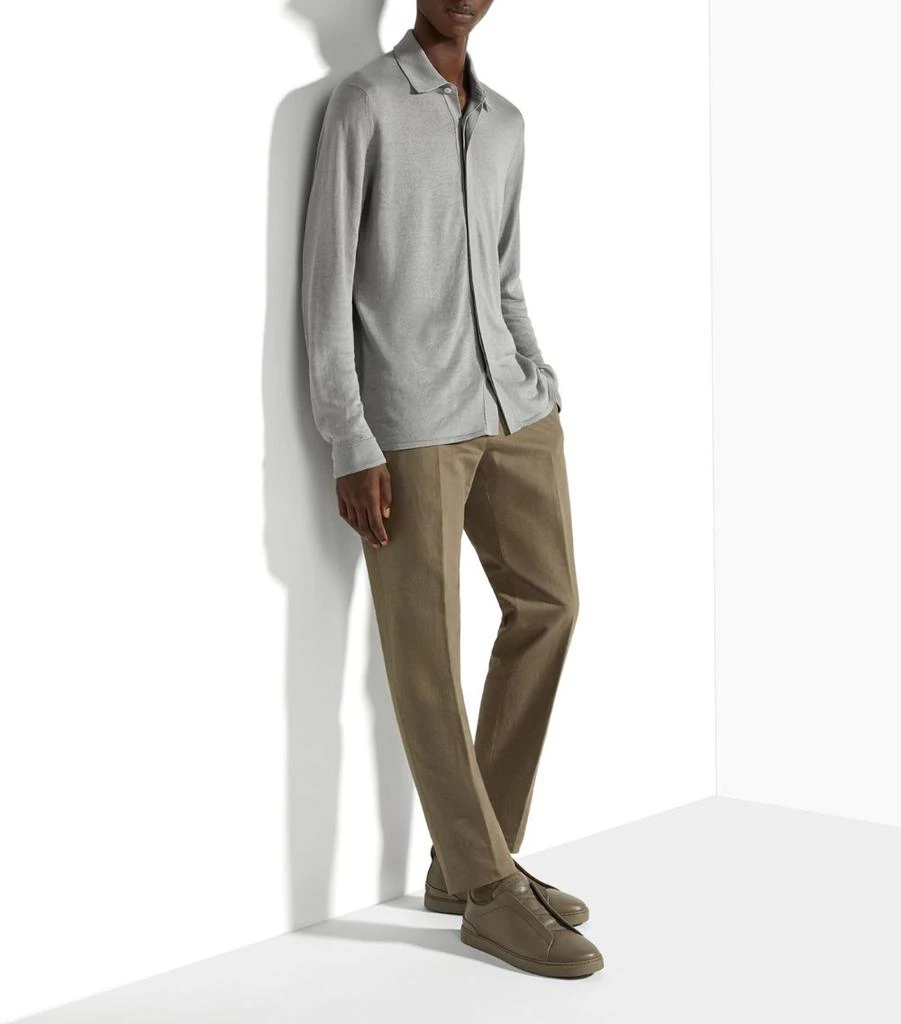 Zegna Linen-Mulberry Silk Polo Shirt 2