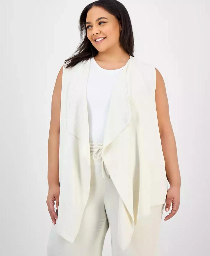JONES NEW YORK Plus Size Cascade Open-Front Vest 1