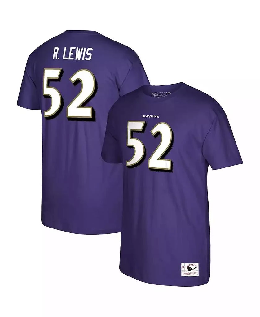 Mitchell & Ness Men's Ray Lewis Purple Baltimore Ravens Retired Player Logo Name and Number T-shirt 1