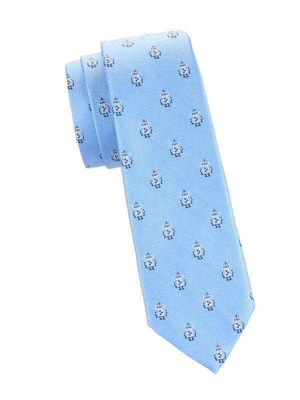 Andrew Marc Kid's Robot Pattern Silk Blend Tie