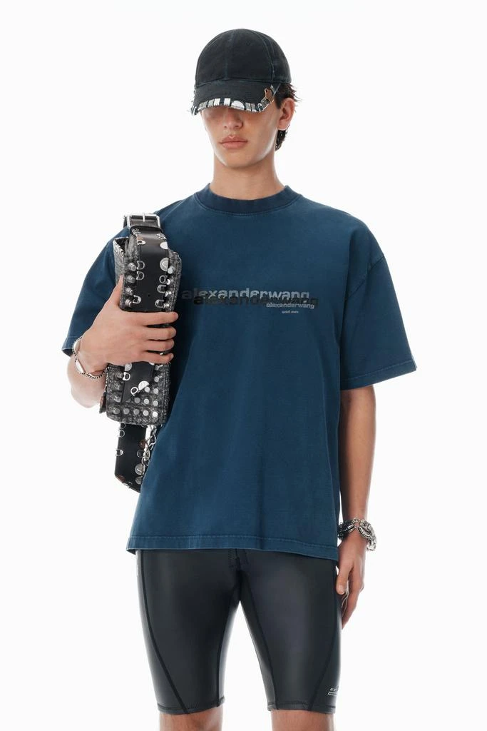 Alexander Wang Navy Cotton Oversized Logo Tee