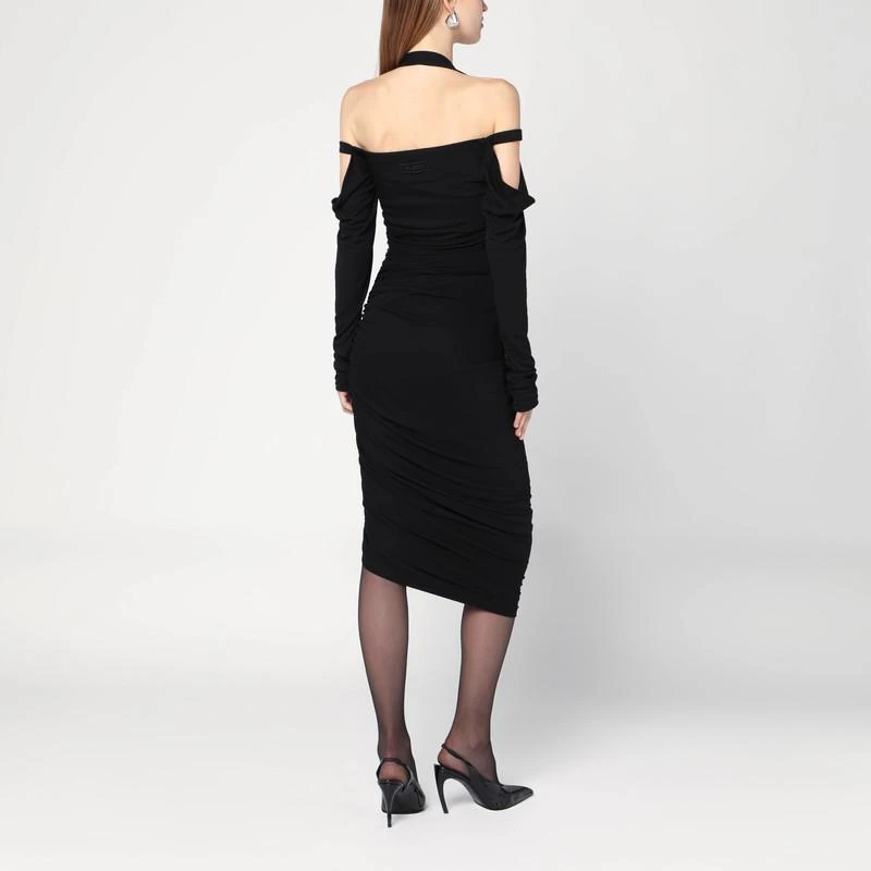 The Attico Black midi dress in viscose crêpe 3