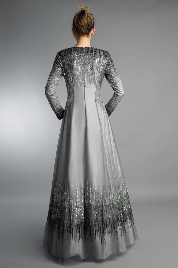 Basix Black Label Long Sleeve Sequin Gown